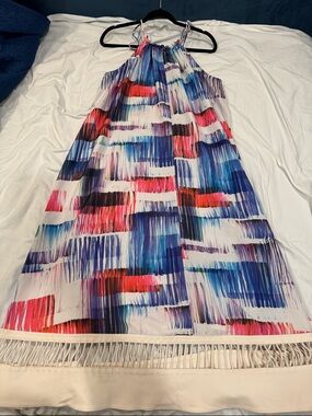 Anthropologie Multicolor Brushstroke Tie String Dress